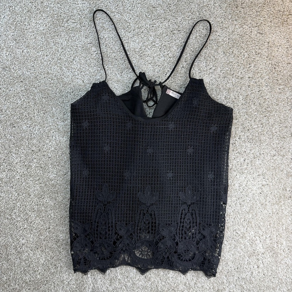 Altar'd State Tank Top Womens M Black Crochet Floral Lined Cami Summer Casual